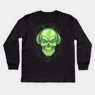 Skull dj headphone Kids Long Sleeve T-Shirt